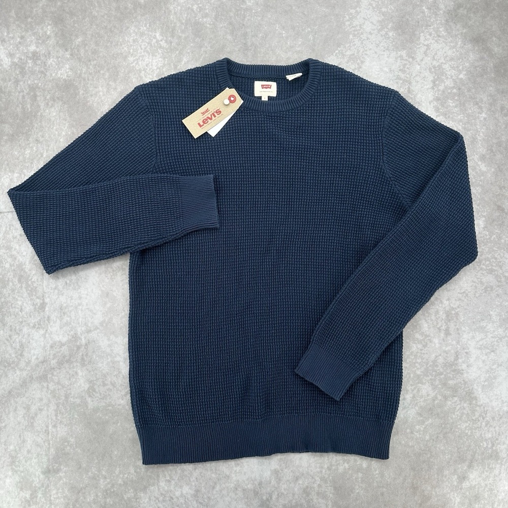 Levi's Men's Navy Blue Rib Knit Crewneck Raglan Sweater Large S61277 NWT